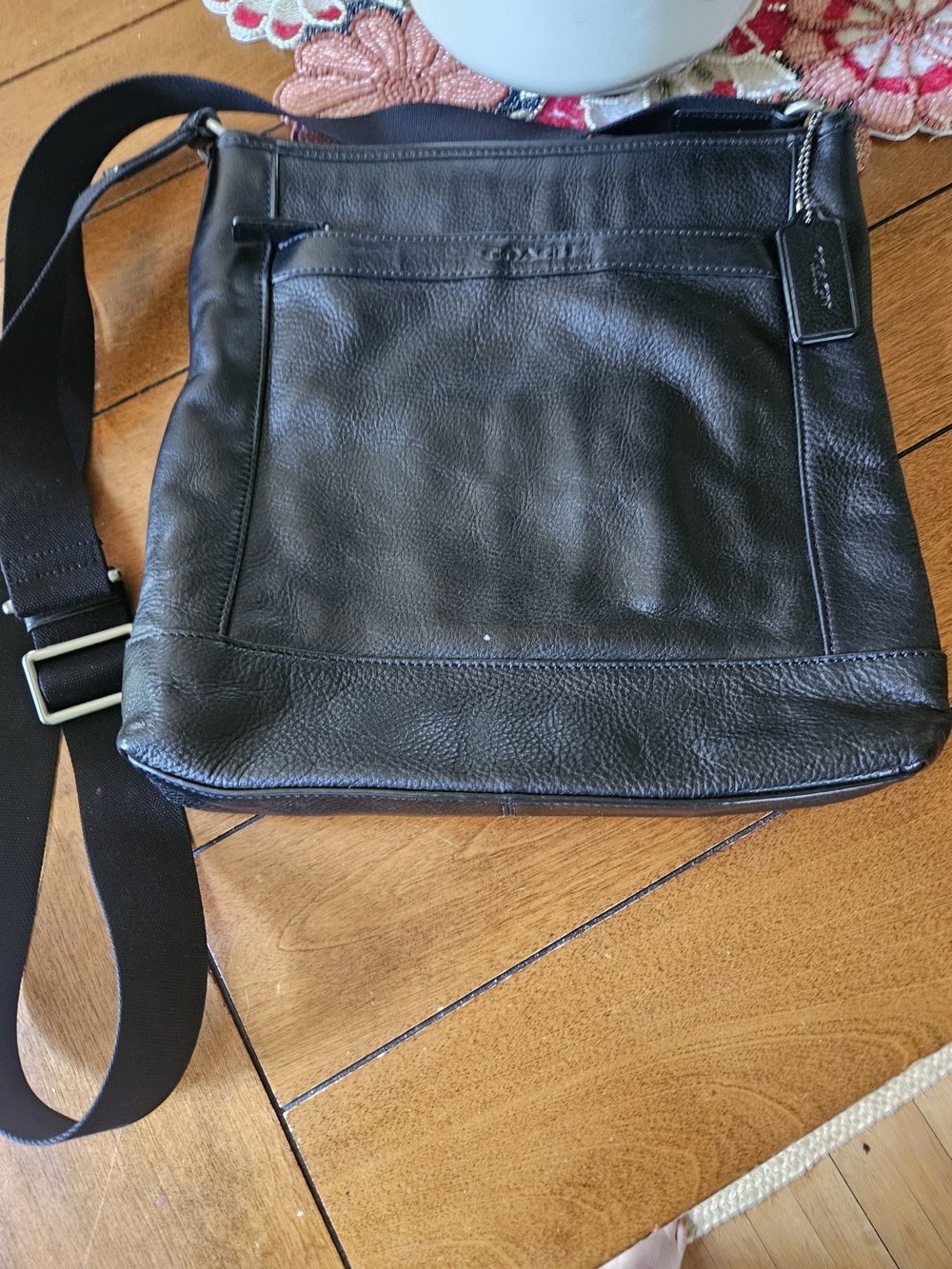 Coach Black Leather Crossbody Messenger Bag